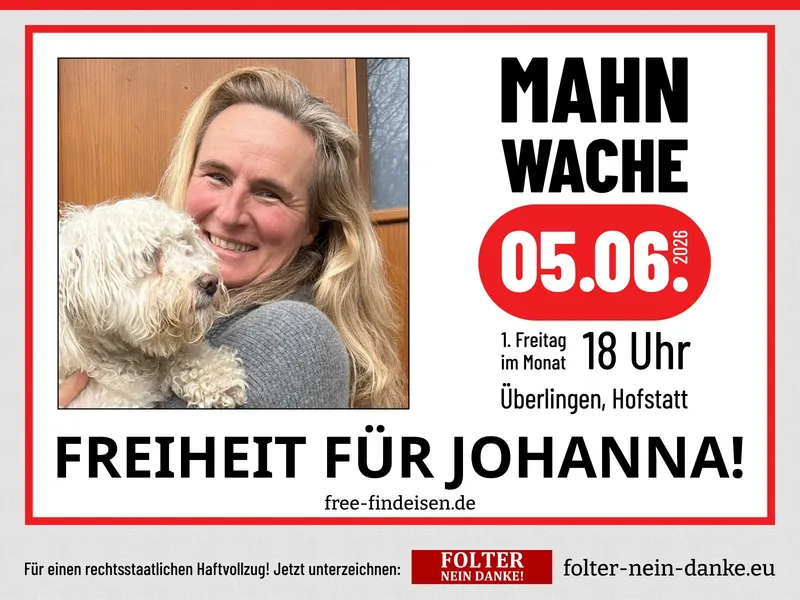 Wieder Mahnwache für Johanna Findeisen. Kommen jetzt US-Beobachter zum Prozess?