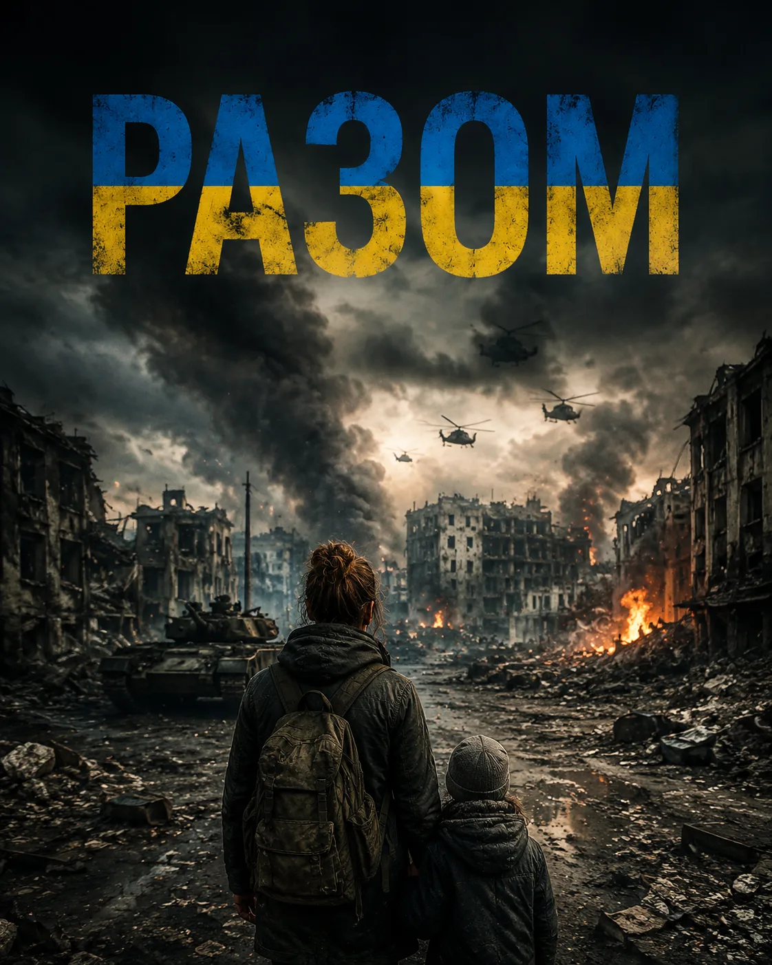 „Razom“. Gemeinsam für den Krieg? Plakataktion in Kiew.
